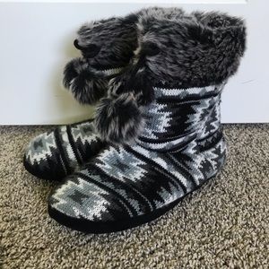 Kohl’s tribal print bootie slippers